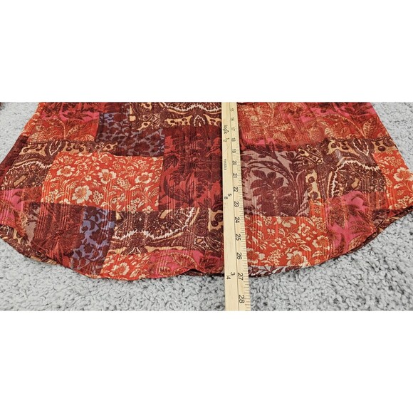 Frye Womens Tunic Top Patchwork Ruffled Long Sleeve Chiffon Peasant Boho Large - Picture 14 of 16